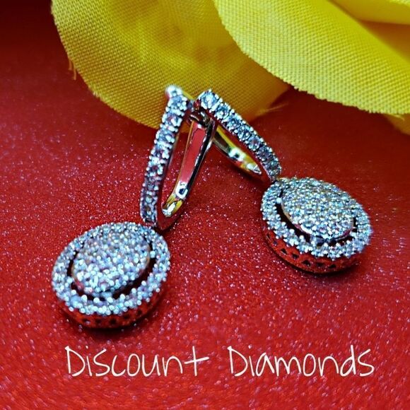 New Women's Clear White Diamond Dangle Lever Back Earrings o… - Picture 5 of 12